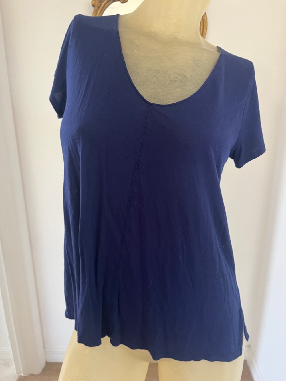 Vince Navy Short Sleeve Scoop Neck Tee